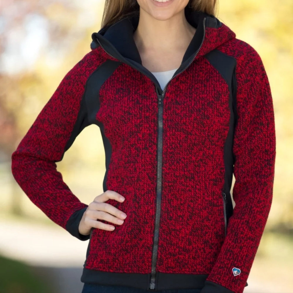 Kuhl Ferrata Wool-Blend Sweater Jacket Red Black Mediim